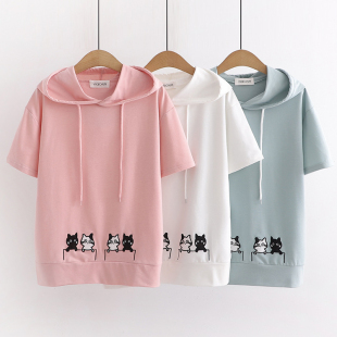 Áo hoodie nữ thêu hình 4 con mèo