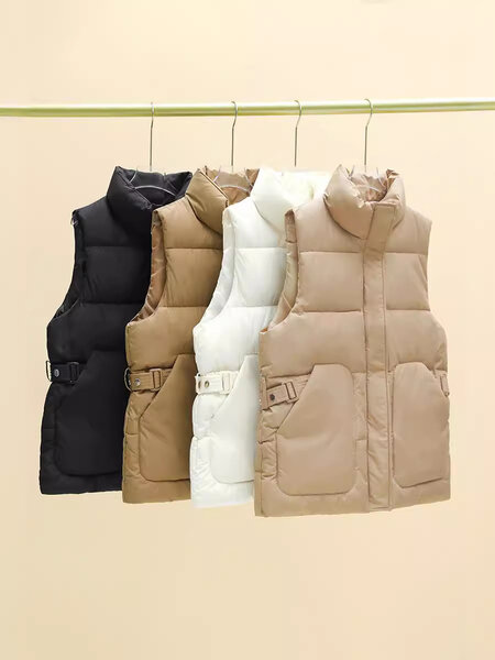 Áo khoác phao nữ lông vũ, dáng ôm cổ đứng