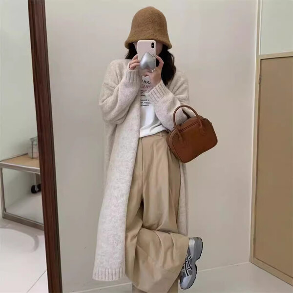 Áo khoác len cardigan nữ dáng lửng, rộng rãi, mềm mại