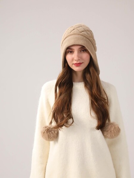 “Mũ len nữ mùa thu đông, dày dặn, giữ ấm, co giãn tốt