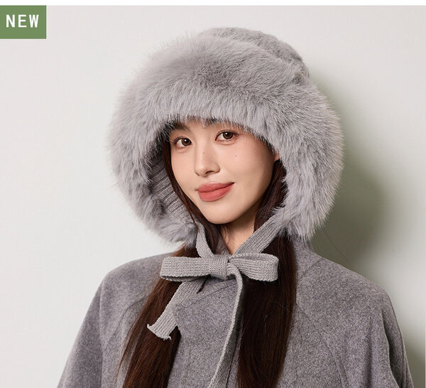 Mũ len nữ có lớp lót lông giữ ấm mùa thu đông