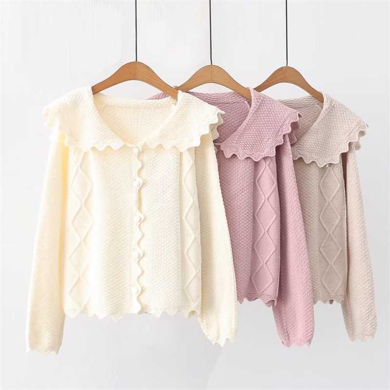 Áo khoác len cardigan nữ phối ren dệt kim