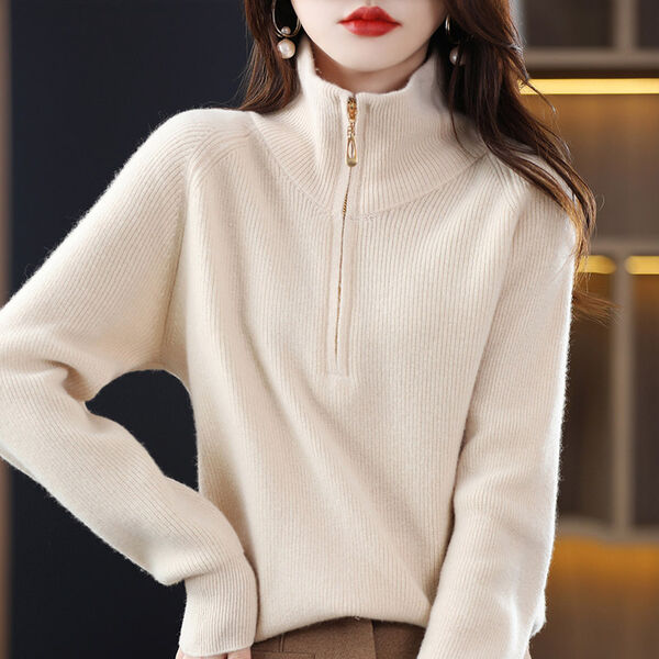 Áo len nữ cổ bẻ phong cách độc đáo, dễ phối, thu đông, thanh...