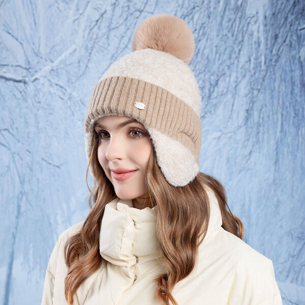 Mũ len chụp tai lông mềm dành cho nữ, chống lạnh, giữ nhiệt...