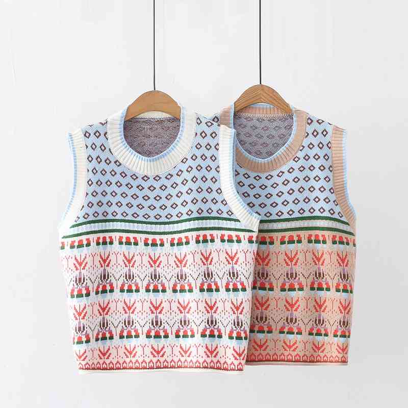 Áo len gile nữ họa tiết