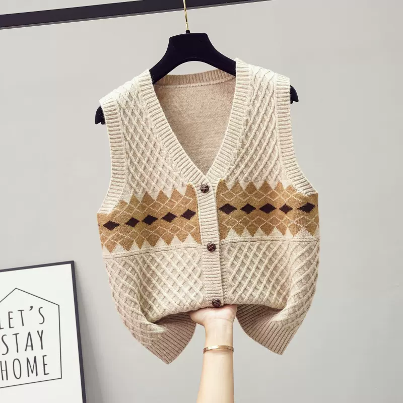 Áo len gile nữ dệt kim