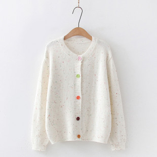 Áo khoác len cardigan nữ họa tiết chấm