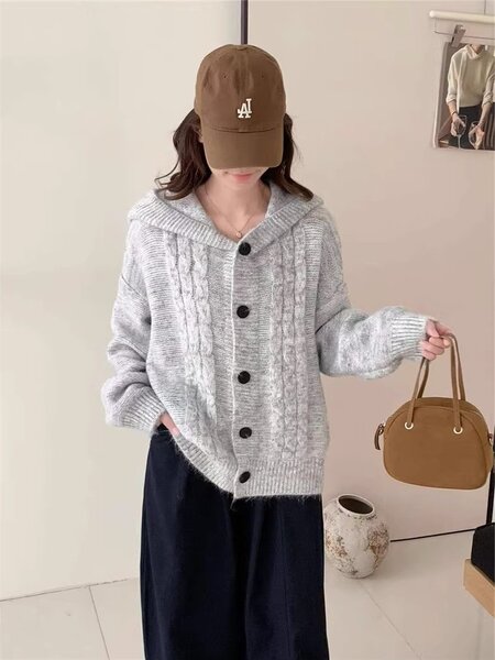 Áo khoác cardigan len nữ dáng rộng phong cách thu đông,họa tiết...