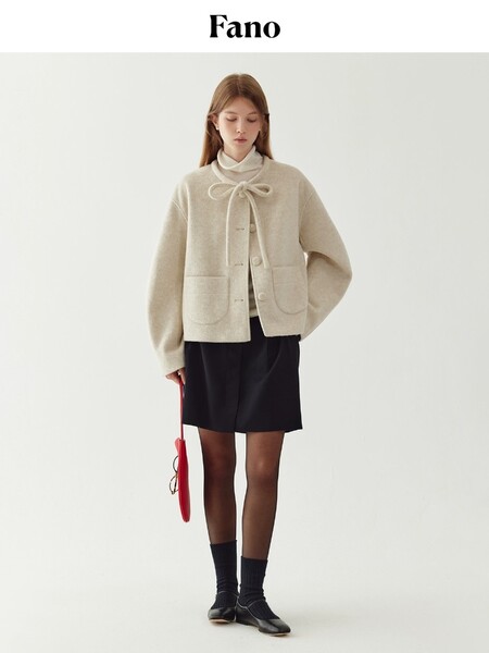 Áo khoác len thắt nơ dành cho nữ