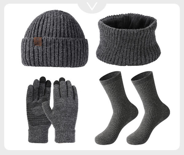 Bộ 4 món giữ ấm thu đông: mũ len, khăn ống, găng tay cảm ứng,...