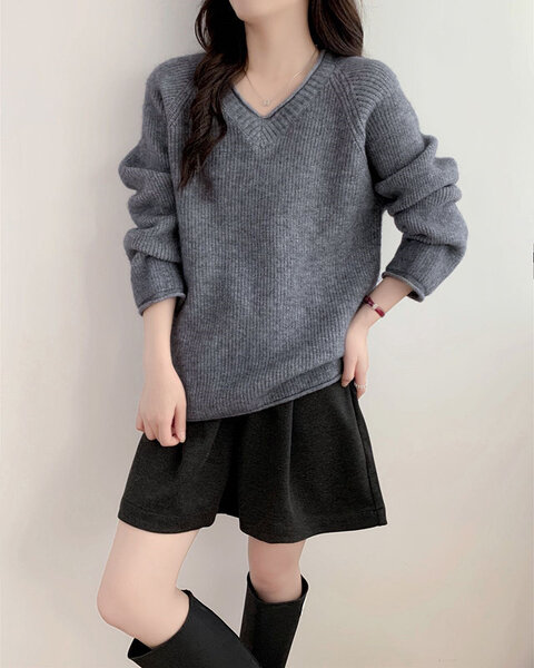 Áo len cổ chữ V nữ màu kẹo ngọt dễ thương phong cách nhẹ...