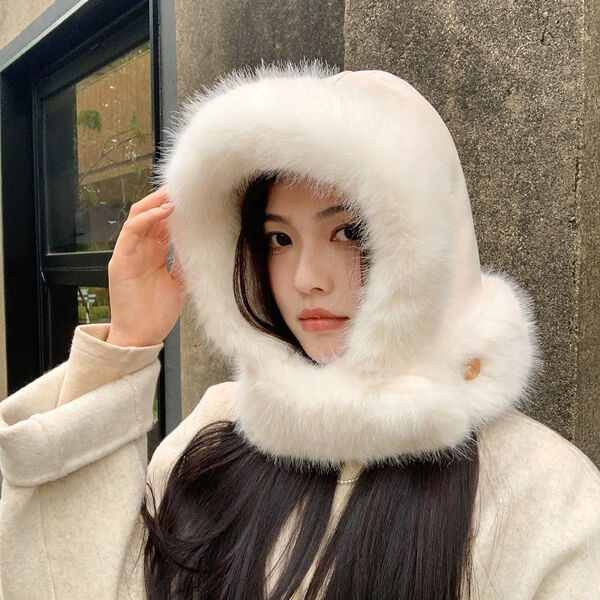 Mũ len nữ lông dày giữ ấm, che tai, liền cổ, chống gió lạnh...