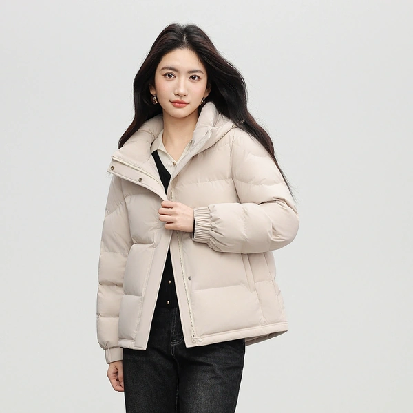 Áo khoác phao lông vũ nữ dáng ngắn giữ nhiệt mùa đông