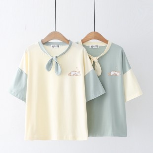 Áo thun nữ cổ cột nơ tai thỏ