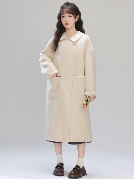 Áo khoác dạ nữ Thu Đông dáng trung dài, form rộng, thời thượng