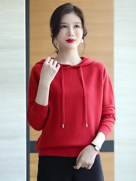 Áo nỉ trùm đầu thời trang trung niên cho nữ