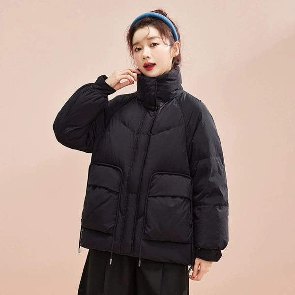 Áo khoác phao lông vũ dáng ngắn cổ đứng giữ ấm mùa đông