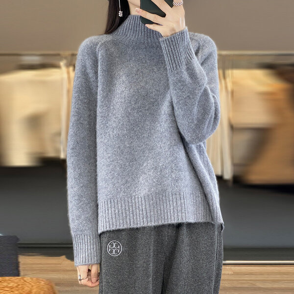 Áo len cổ lọ nữ dáng rộng tay mùa thu đông