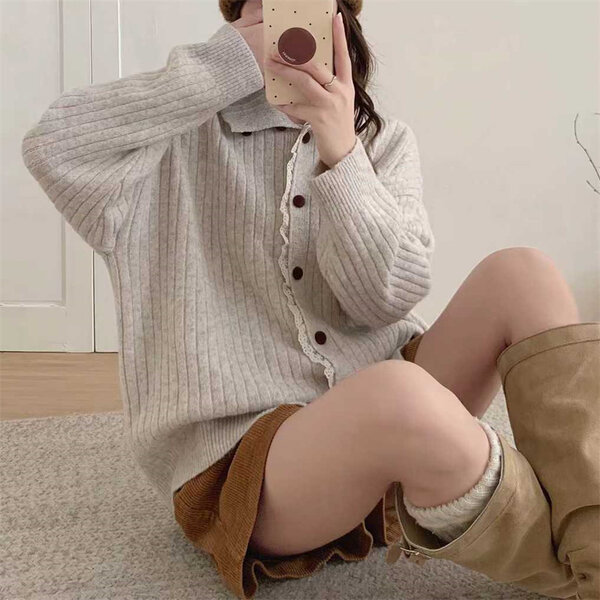 Áo  len cardigan nữ viền ren, phong các dịu dàng, ngọt ngào đơn...