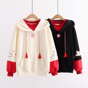 Áo hoodie nữ hình thỏ và hoa anh đào Sakura