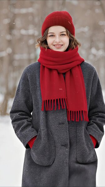 Bộ 3 món mũ, khăn và găng tay đan bằng len lông cừu, giữ ấm...