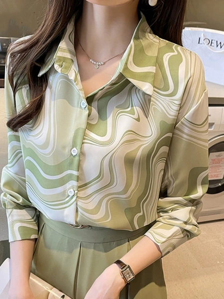 Áo sơ mi in nữ dài tay