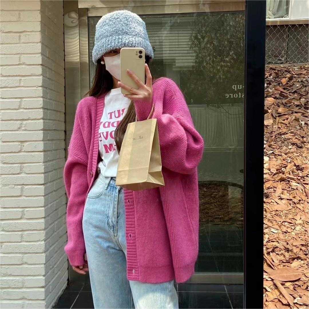 Áo cardigan len nữ dệt kim sọc mềm mại phong cách thu đông