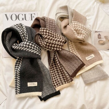 Khăn choàng cổ len nữ dệt kim 