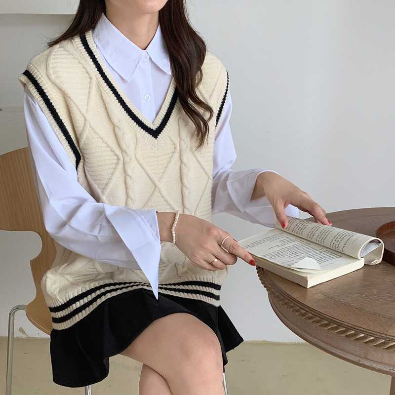 Áo len gile nữ dệt kim