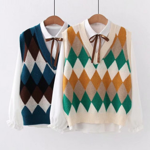 Set áo len + áo sơ mi nữ